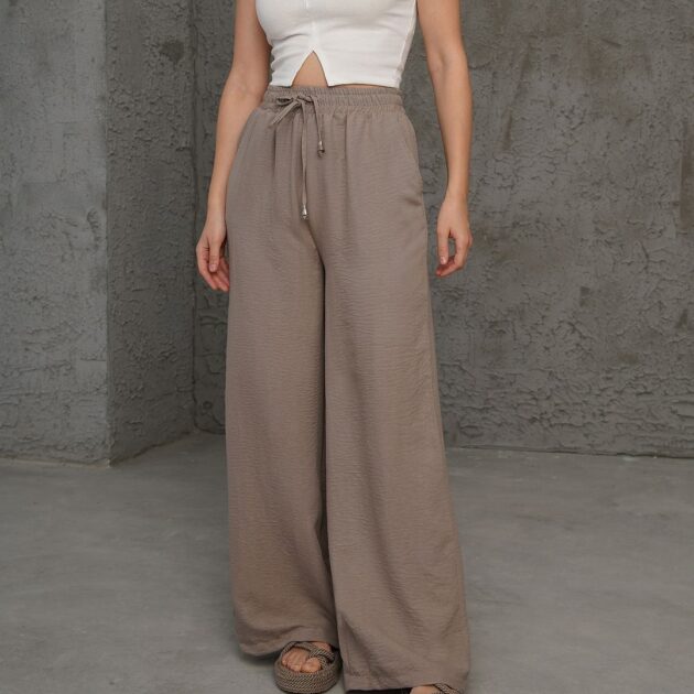 pantalon tissu froissé avec poches