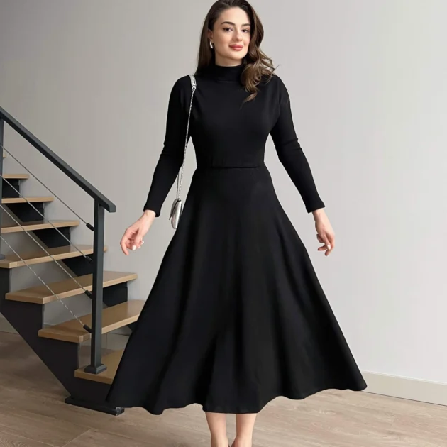 Robe à manches longues et jupe cloche