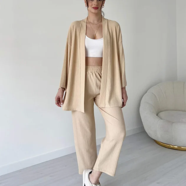 ensemble kimono avec pantalon en lain